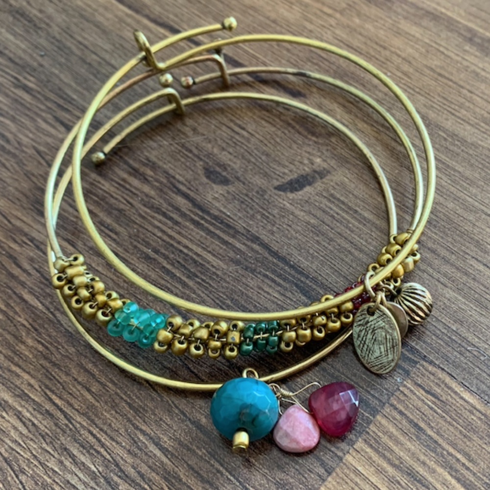 Wire Bangle Bracelet Trio